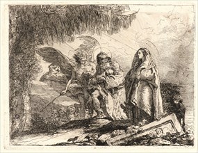 Giovanni Domenico Tiepolo (Italian, 1727 - 1804). The Flight, Holy Family Walking with Angel,