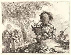 Giovanni Domenico Tiepolo (Italian, 1727 - 1804). The Flight, Joseph at Right and Mary and Angel at