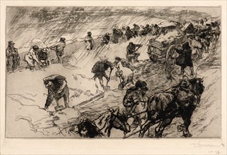 Auguste Louis LepÃ¨re (French, 1849 - 1918). Combat contre la Niege, quai aux Fleurs, 1890. Etching