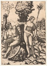 Marcantonio Raimondi (Italian, ca. 1470/1482 - 1527/1534). Mars, Venus, and Amor, 1508. Engraving