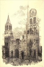 Auguste Louis LepÃ¨re (French, 1849 - 1918). Rouen Cathedral, 1888. Wood engraving on Asian paper.