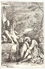 Salvator Rosa (Italian, 1615 - 1673). A River God and Sleeping Soldier, 17th century. Etching.