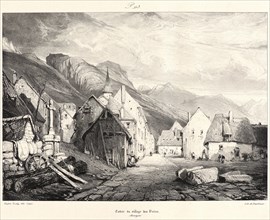 EugÃ¨ne Isabey (French, 1803 - 1886). Entreé du Village des Bains, 1831. From Voyages Pittoresques