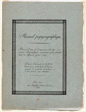 Alois Senefelder (German, 1771 - 1834). Cover for â€úReceuil Papryographiqueâ€ù, 1820. From