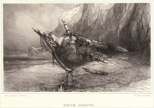 EugÃ¨ne Isabey (French, 1803 - 1886). Stranded Brig, 19th century. Lithograph. First of three