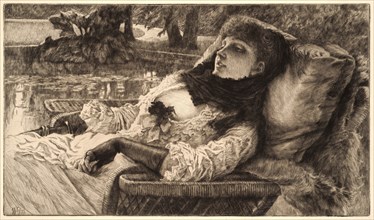 James Tissot (French, 1836 - 1902). Soiré d'Ãâté, 1881. Etching and drypoint on Van Gelder handmade