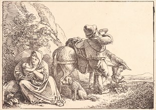 Benjamin Zix (French, 1772 - 1811). Italian Peasant Family Resting, 1809. Pen lithograph.