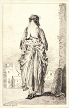 Jean-Antoine Watteau (French, 1684 - 1721). Lady Walking Seen from Behind (La Femme marchand au