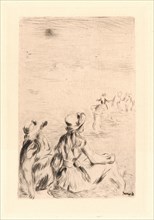 Pierre-Auguste Renoir (French, 1841 - 1919). Sur la plage, a Berneval, ca. 1892. Drypoint on cream