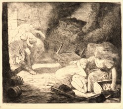 Alphonse Legros (French, 1837 - 1911). The Fire (L'incendie), 1876 or earlier. Etching on thin wove