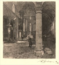 Auguste Louis LepÃ¨re (French, 1849 - 1918). Church Interior, ca. 1890-1910. Wood engraving on thin