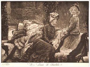 James Tissot (French, 1836 - 1902). The Garden Bench (Le Banc de jardin), 1883. Mezzotint printed