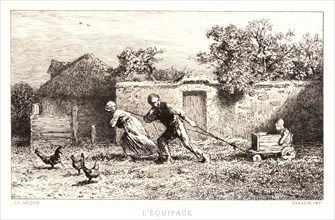 Charles Ãâmile Jacque (French, 1813 - 1894). The Carriage (L'Equipage), 1864. Etching, drypoint,