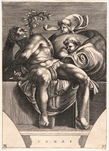 Michelangelo Buonarroti (Italian, 1475 - 1564). The Prophet Jonah, late 16th century. Engraving on