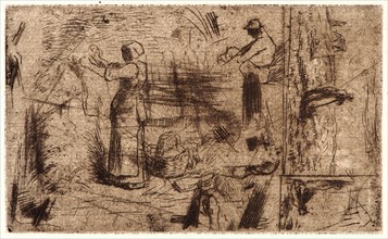Jean-FranÃ§ois Millet (French, 1814 - 1875). Sketches of Three Subjects, ca. 1847-1848. Etching and