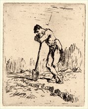 Jean-FranÃ§ois Millet (French, 1814 - 1875). Man Leaning on His Spade (L'Homme appuye sur sa