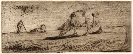 Jean-FranÃ§ois Millet (French, 1814 - 1875). Sheep Grazing (Moutons Paissant), ca. 1849-1850.