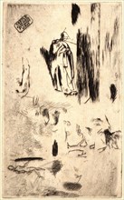 Jean-FranÃ§ois Millet (French, 1814 - 1875). Plate of Sketches (La Plancheaux Croquis), ca. 1848.