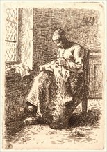 Jean-FranÃ§ois Millet (French, 1814 - 1875). Woman Sewing (La Couseuse), ca. 1855-1856.