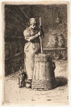 Jean-FranÃ§ois Millet (French, 1814 - 1875). The Churner (La Baratteuse), ca. 1855-1858. Etching on