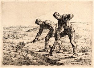 Jean-FranÃ§ois Millet (French, 1814 - 1875). The Diggers (Les BÃªcheurs), ca. 1856. Etching printed