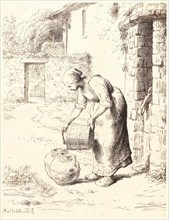 Jean-FranÃ§ois Millet (French, 1814 - 1875). Woman Emptying a Pail (Femme vidant un seau), 1862.