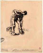 Jean-FranÃ§ois Millet (French, 1814 - 1875). Peasant Digging (BÃªcheur au travail), 1863. Woodcut