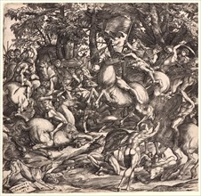 Domenico Campagnola (Italian, 1500 - 1564). The Battle of Naked Men, 16th century. Engraving.