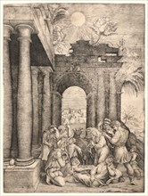 Master H. F. E. (aka Monogrammist HE) (Italian, 1486 - 1551). Adoration of the Shepherds, before