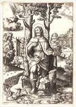 Master of the Die (Italian, born ca. 1512, active 1532/1533). St. Rochus, 16th century. Engraving.