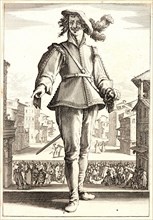 Jacques Callot (French, 1592 - 1635). Braggadocio, 1618. From The Three Actors (Les Trois