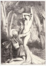 Théodore Chassériau (French, 1819 - 1856). Apollo and Daphne, ca. 1844. Lithograph on chine collé.