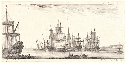 Stefano Della Bella (Italian, 1610 - 1664). Plusieurs vaisseaux en rade, 1644. From Divers