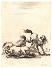 Stefano Della Bella (Italian, 1610 - 1664). Combat de plusieurs chevaux, 1642- 1645. From Divers