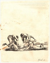 Stefano Della Bella (Italian, 1610 - 1664). Deux equarisseurs ecorchent un cheval, 1642-1645. From