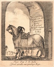 Stefano Della Bella (Italian, 1610 - 1664). Title page for Divers exercises de cavalerie, 1642-1645