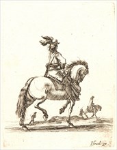 Stefano Della Bella (Italian, 1610 - 1664). Cavalier allant au pas vers la droite, 1642-1645. From