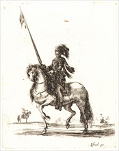Stefano Della Bella (Italian, 1610 - 1664). Cuirassier sur son cheval, 1642-1645. From Divers