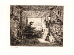 Charles FranÃ§ois Daubigny (French, 1817 - 1878). Portrait of the Artist at Work (le Botin), 1861.