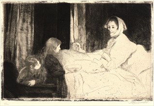 Albert Besnard (French, 1849 - 1934). The Sick Mother (La MÃ¨re Malade). Etching. Sixth state.