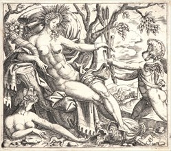 Attributed to Giulio Bonasone (Italian, ca. 1510 - after 1576). Cupid and Ceres, 1550. Engraving.