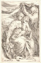 Simone Cantarini (Italian, 1612 - 1648). The Holy Family, 17th century. Etching. Only state.