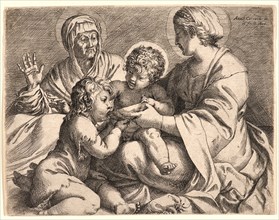Annibale Carracci (Italian, 1560 - 1609). Virgin and Child with St. John and St. Anne, 1606.