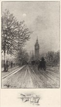 Félix Hilaire Buhot (French, 1847 - 1898). The Embankment, Westminster, London, 1892. Lithograph.