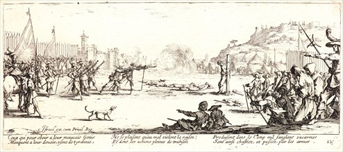 Jacques Callot (French, 1592 - 1635). The Shooting (L'Arquebusade), 1633. From The Large Miseries