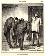 Honoré Daumier (French, 1808 - 1879). Recevant ses sujets, 1869. From Actualités. Lithograph on