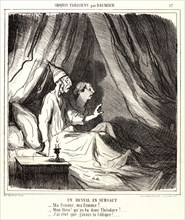 Honoré Daumier (French, 1808 - 1879). Un réveil en sursaut, 1865. From Croquis Parisiens.