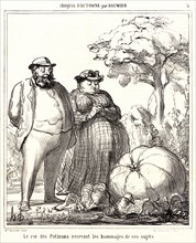Honoré Daumier (French, 1808 - 1879). Le roi des Potirons recevant les Hommages de ses Sujets, 1865
