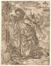 Anonymous (Italian). St. Jerome in Penitence, ca. 1500. Engraving on laid paper. Plate: 220 mm x