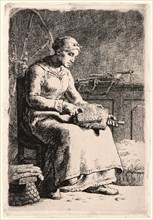 Jean-FranÃ§ois Millet (French, 1814 - 1875). The Wool Carder (La Cardeuse), 1855-1856. Etching on